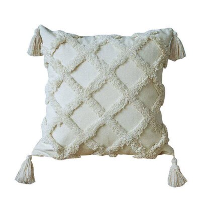 Premium Tufted Sofa Cushion Cover with Tassel Bohemian Handm