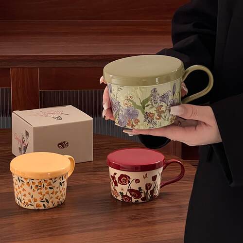 Vintage Art Ceramic Coffee Mug Oil Painting Design Gift