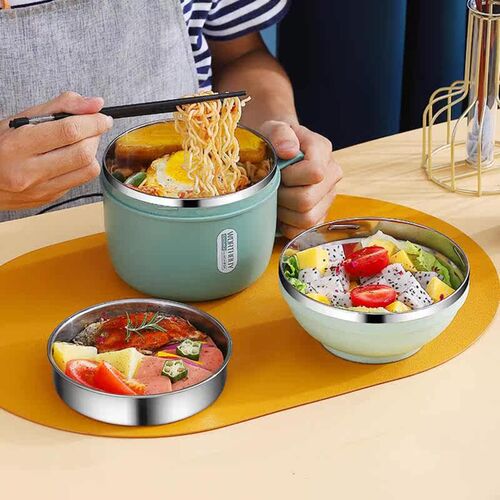 Instant Noodle Bowl Mug Cute Ceramic With Lid Handle