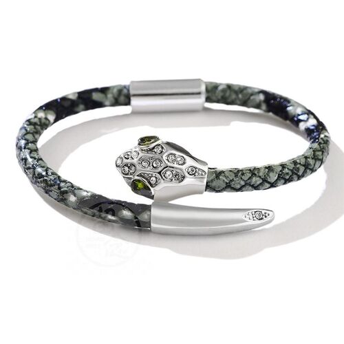 。Qinuo leopard copper snake head Brlet inlaid with stone br