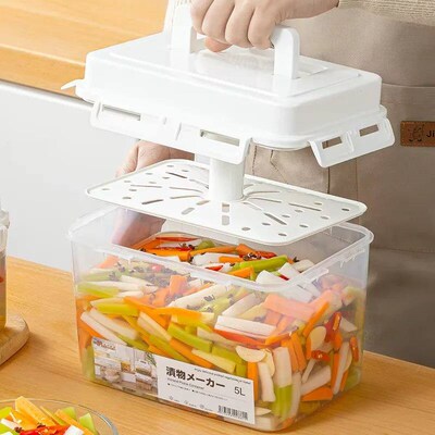 4/5L Pickle Jar with Press Plate Leakproof Kitchen Organizer