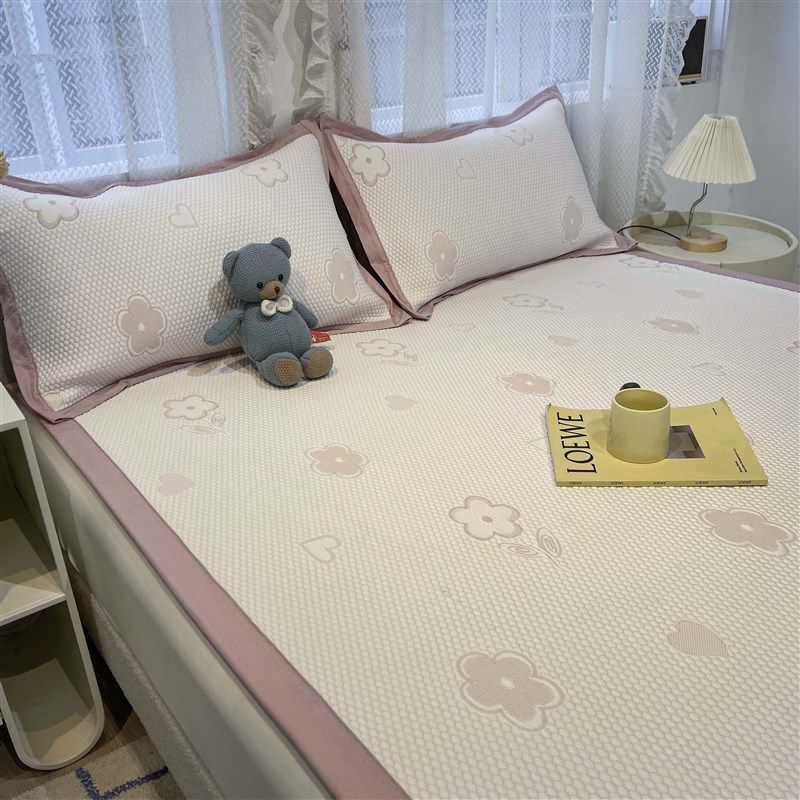 类母婴级田园浅粉花卉凉豆豆夏季冰丝席凉席夏天202新款软席子,床上用品,冰丝席,淘宝优惠券,粉丝福利购,淘宝优惠卷