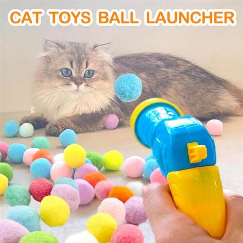 Cat Toy Interactive Fun Toy Gun Plush Ball Launches Quiet Hi