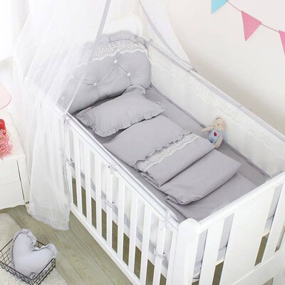 5Pcs Summer Breathable Baby Bed Mesh Bumper Baby Bed Fence N