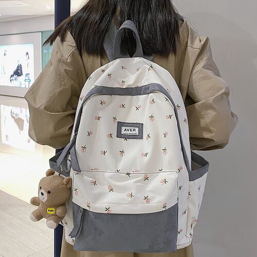 Girl rendy Nylon Kawaii Flannel Floral Bag Ladies Cute Colle
