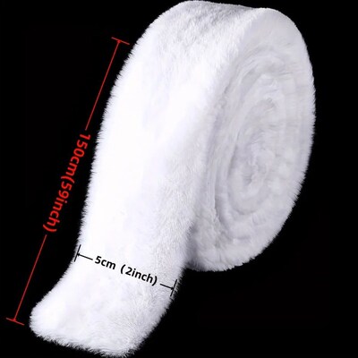1pc White Faux Rabbit Fur Trim, 5cm x 150cm - Perfect