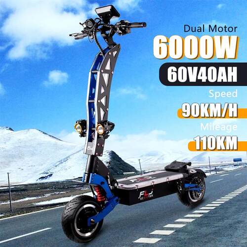 E8P 6000W Dual Motor 60V 35AH Electric Scooter 11 inch Off-R