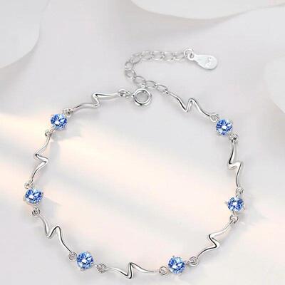 Korean Fashion Blue White Zirconia Elegant Sweet Delicate