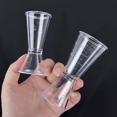 Double Transparent Jigger Ounce Cup 10/20ml or 20/40ml Plast