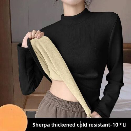 Autumn Winter Lamb Fleece Bottom Shirt Slim Fit Interior wit