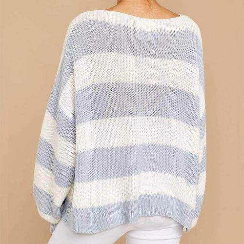 Sweater womens early spring striped round neck large sweat