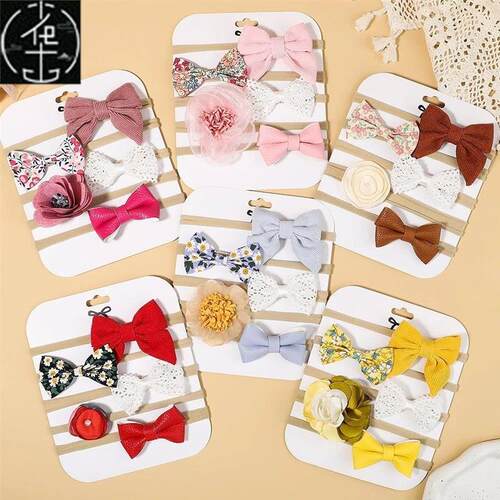 5Pcs/Set Baby Flower Bows Headband for Girls Children Elasti