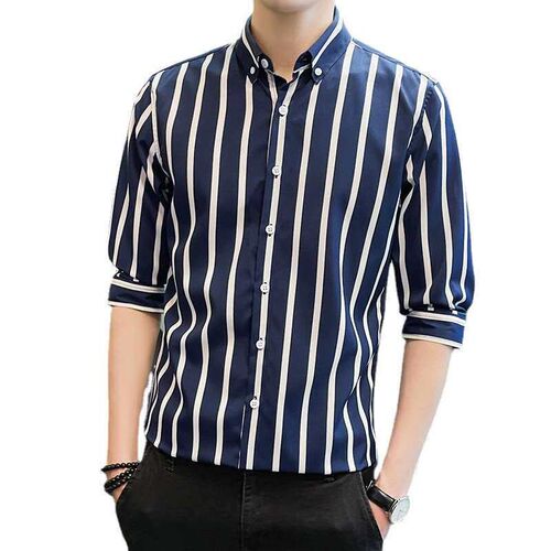 Summer Mens tendy Striped Shirt Business Casual Top Daily S