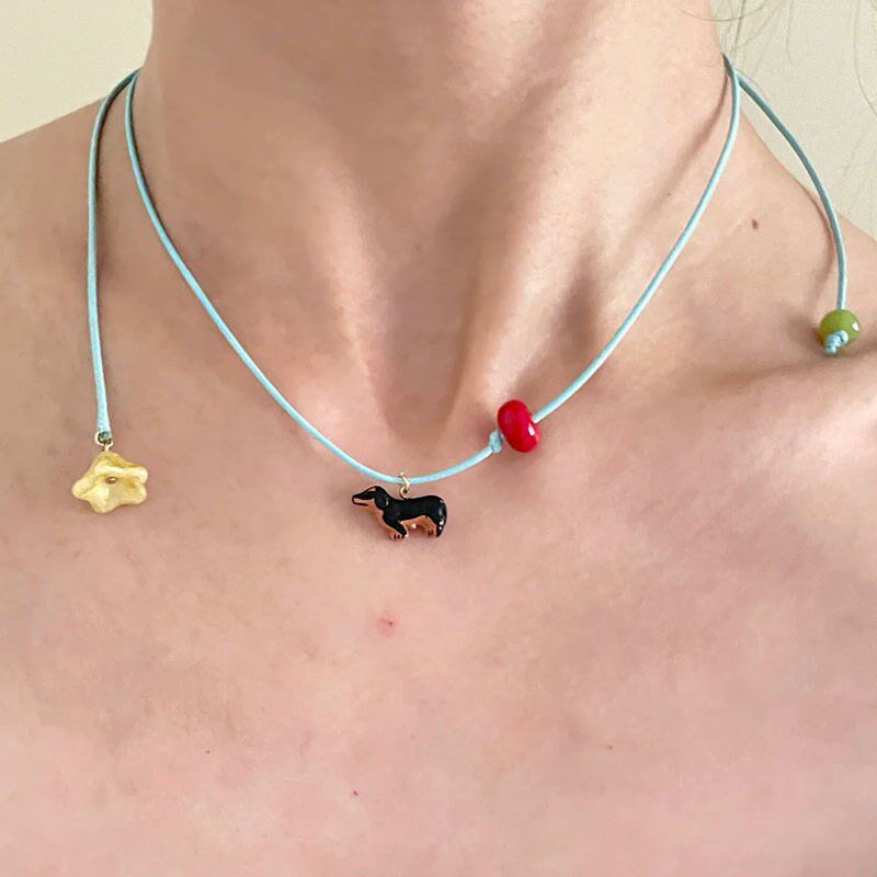 Spot~little Red Books Same Cartoon Cute Dachshund Dog Beade - 实物图