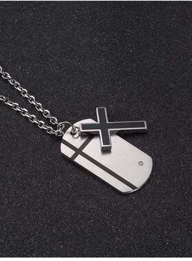 Titanium steel cross pendant tendy mens two-in-one chain te