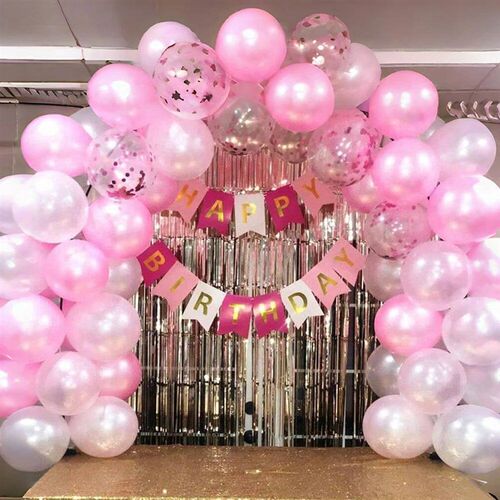 10/20/30/40pcs Pearl Pink White Balloons With Multicolor Con