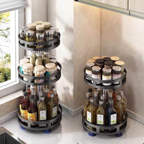 Kitchen seasoning rack Rotatable top corner seasoning rack