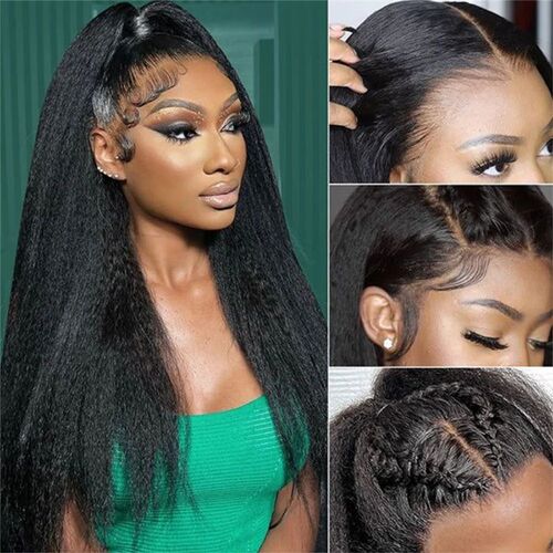 13x4 Lace Front Wigs Human Hair Wig Kinky Straight Front Lac