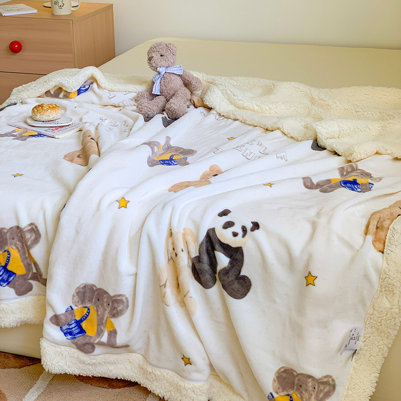 可爱卡通羊羔绒毛毯层保暖沙发午睡盖毯子办公室午休珊瑚绒被,床上用品,休闲毯/毛毯/绒毯,淘宝优惠券,粉丝福利购,淘宝优惠卷