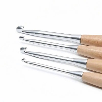 3-12mm Wooden Handle Crochet Hook Needlework Knitting Needle
