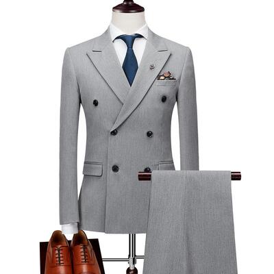 Mens Double Breasted Suits Terno Masculino Slim Fit Mens Fo