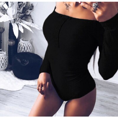 2019 Rompers Long Sleeve Bodycon Slash Neck Winter Jumpsuit