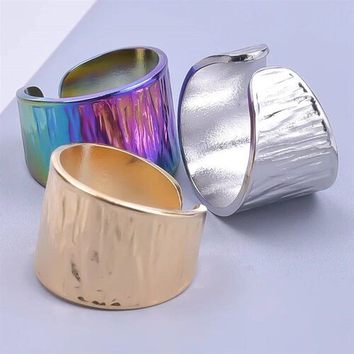 Stainless Steel Wide Rings For Women Men Irregular Personali