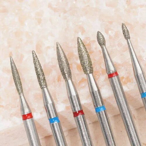 Fine Diamond Nail Drill its Flame Shape Russian Mills Cuticl