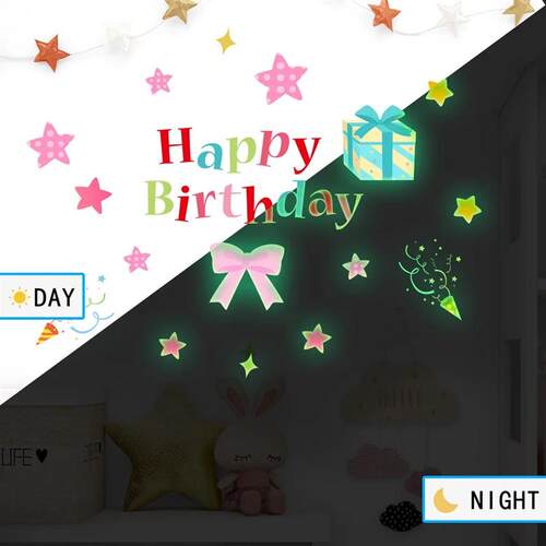 Colored Happy Birthday Luminous Wall Sticker Kids Room