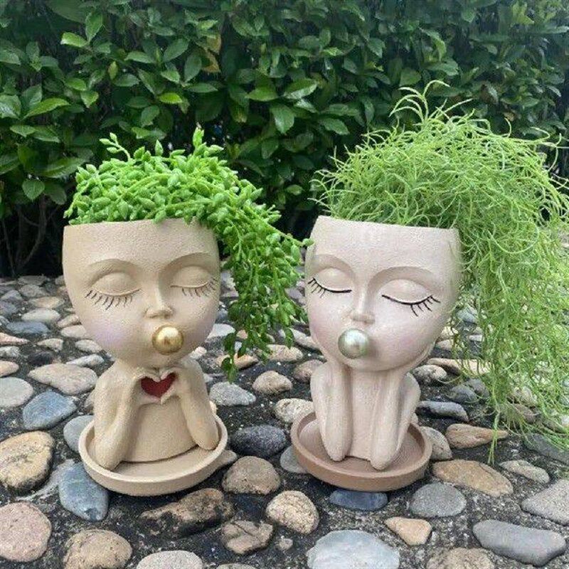 Face Planter with Drainage Holes Balcony Face Pot Blowing - 实物图