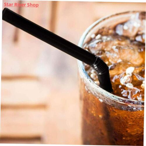 100pcs/Set Black Cocktail Straws Black Plastic Straw For Bir