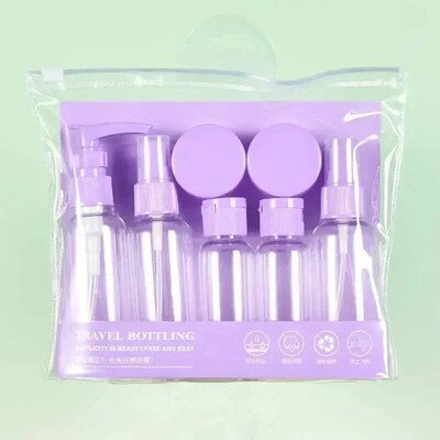 7PCS Travel Bottle Bag Wash Set Makeup Shampoo Body Wash Por