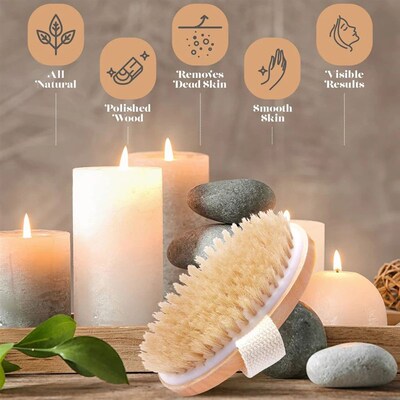 1pcs Exfoliating Wooden Body Massage Shower Brush Natural Br