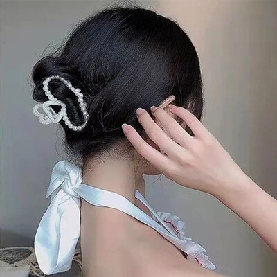 Retro Imitation Pearl Hair Claws Fashion Non Slip Bath Large