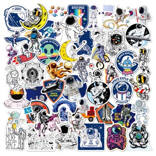 station space astronaut rocket stickers moon cartoon 50pcs