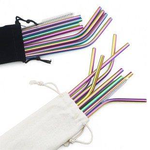 Stainless Straw Drinking Reusab Colorful Straws Steel Metal