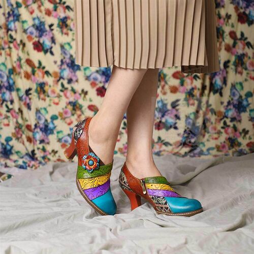 Vintage flower texture stitched Four Seasons Womens high h