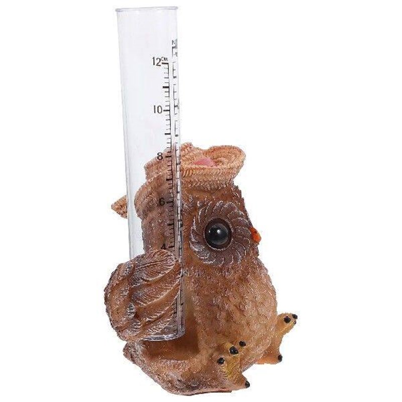 Garden Rain Gauge Owl Statue for Accurate Outdoor Measuring图片