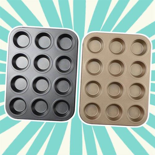 12 Cups Cupcake Baking Tray Muffin Cake Round Mold Tools
