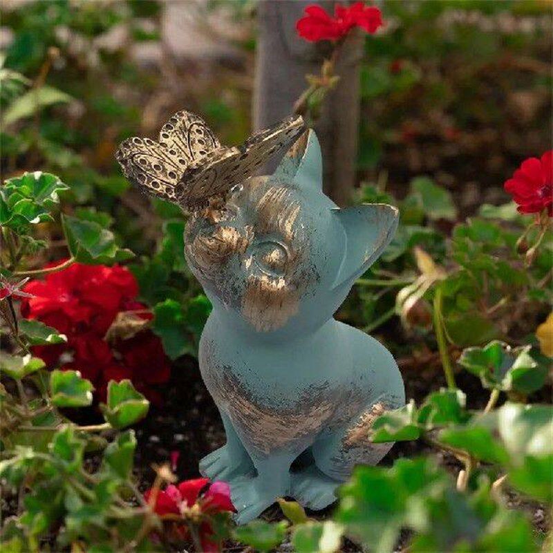 Resin Cat Garden Statue Ornament Garden Landscape Kitten图片