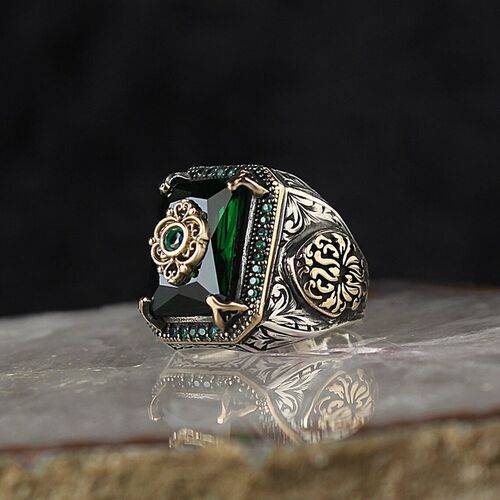 Retro Handmade Turkish Signet Ring for Men Vintage Silver Co