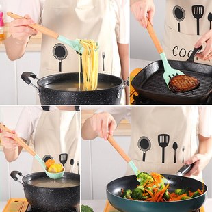 12-piece Set Wooden Handle Silicone Kitchen Utensils Silicon
