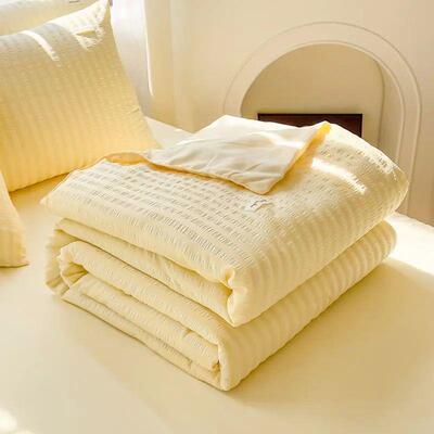 Summer Thin Cool Quilt Pillowcase Bed Sheet 4pcs Set Seersuc