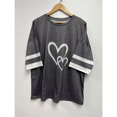 Comfortable Large Size Heart-Shaped Short Sleeve Womens Top