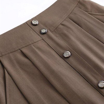Draped A- line Skirt Womens Spring New High Waist Casual Um