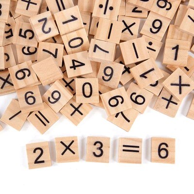100Pcs Wood Tiles Letter Alphabet Number Wooden Block