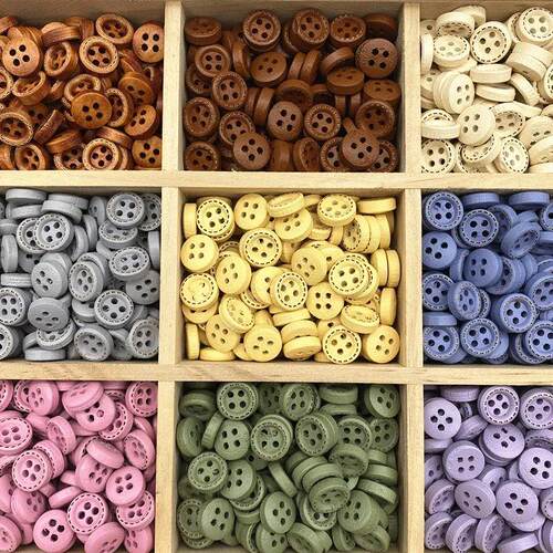 50pcs 10mm 4hole Mini Color Kids Buttons  Wood Buttons Cloth