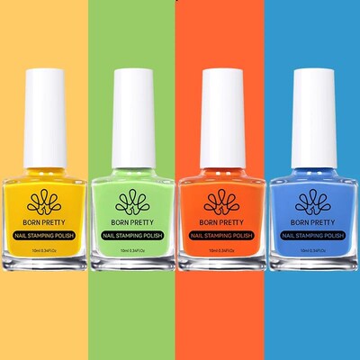 10ml Stamping Nail Polish Set Gold Silver Black White Color