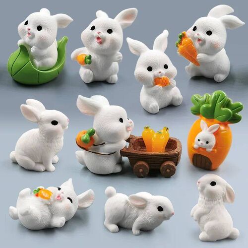2024 Hot Easter Cute Rabbit Figurine Diy Landscape Home Kawa