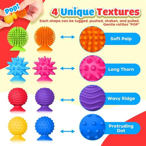 8 Piece Set of Silicone Soft Sensory Fidget Toys with Textur